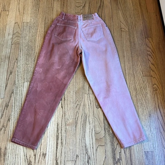 VTG Eddie Bauer two tone jeans pink women size 4 high waist pleated tye dyed - Picture 7 of 12